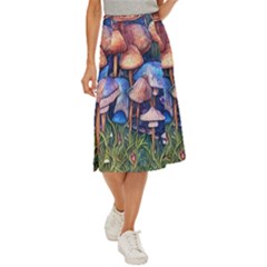 Retro Mushroom Midi Panel Skirt by GardenOfOphir