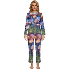 Retro Mushroom Womens  Long Sleeve Lightweight Pajamas Set