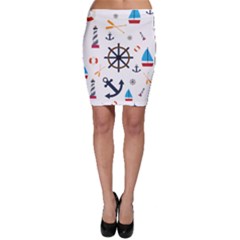 Marine Nautical Seamless Lifebuoy Anchor Pattern Bodycon Skirt