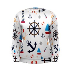 Marine Nautical Seamless Lifebuoy Anchor Pattern Women s Sweatshirt