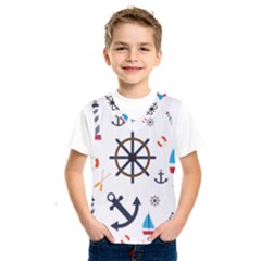 Marine Nautical Seamless Lifebuoy Anchor Pattern Kids  Basketball Tank Top