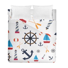 Marine Nautical Seamless Lifebuoy Anchor Pattern Duvet Cover Double Side (full/ Double Size)