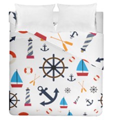 Marine Nautical Seamless Lifebuoy Anchor Pattern Duvet Cover Double Side (queen Size)