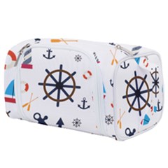 Marine Nautical Seamless Lifebuoy Anchor Pattern Toiletries Pouch by Jancukart