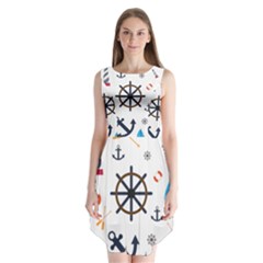 Marine Nautical Seamless Lifebuoy Anchor Pattern Sleeveless Chiffon Dress   by Jancukart