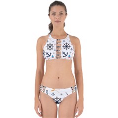 Marine Nautical Seamless Lifebuoy Anchor Pattern Perfectly Cut Out Bikini Set by Jancukart