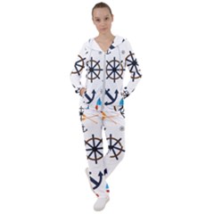 Marine Nautical Seamless Lifebuoy Anchor Pattern Women s Tracksuit