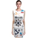 Marine Nautical Seamless Lifebuoy Anchor Pattern Sleeveless Velvet Midi Dress View1