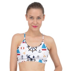 Marine Nautical Seamless Lifebuoy Anchor Pattern Basic Training Sports Bra by Jancukart