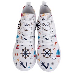 Marine Nautical Seamless Lifebuoy Anchor Pattern Men s Lightweight High Top Sneakers