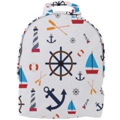 Marine Nautical Seamless Lifebuoy Anchor Pattern Mini Full Print Backpack