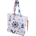 Marine Nautical Seamless Lifebuoy Anchor Pattern Drawstring Tote Bag View1