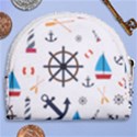 Marine Nautical Seamless Lifebuoy Anchor Pattern Horseshoe Style Canvas Pouch View2