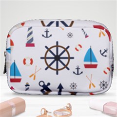 Marine Nautical Seamless Lifebuoy Anchor Pattern Make Up Pouch (small) by Jancukart