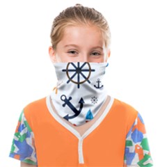 Marine Nautical Seamless Lifebuoy Anchor Pattern Face Covering Bandana (kids) by Jancukart