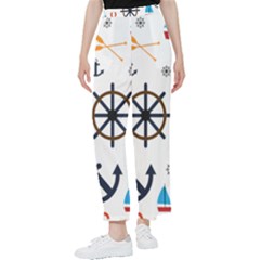 Marine Nautical Seamless Lifebuoy Anchor Pattern Women s Pants  by Jancukart