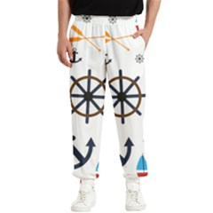 Marine Nautical Seamless Lifebuoy Anchor Pattern Men s Elastic Waist Pants by Jancukart