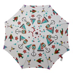 Marine Nautical Seamless Pattern Art Hook Handle Umbrellas (medium) by Jancukart