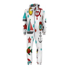 Marine Nautical Seamless Pattern Art Hooded Jumpsuit (kids)