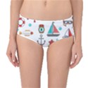 Marine Nautical Seamless Pattern Art Mid-Waist Bikini Bottoms View1