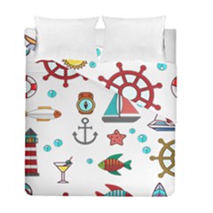 Marine Nautical Seamless Pattern Art Duvet Cover Double Side (full/ Double Size)