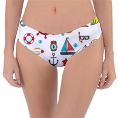 Marine Nautical Seamless Pattern Art Reversible Classic Bikini Bottoms