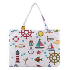 Marine Nautical Seamless Pattern Art Medium Tote Bag