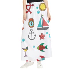 Marine Nautical Seamless Pattern Art Maxi Chiffon Skirt