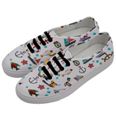 Marine Nautical Seamless Pattern Art Men s Classic Low Top Sneakers