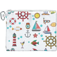 Marine Nautical Seamless Pattern Art Canvas Cosmetic Bag (xxxl) by Jancukart