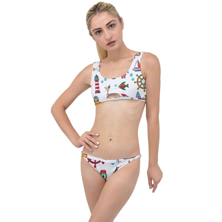 Marine Nautical Seamless Pattern Art The Little Details Bikini Set