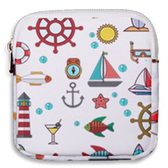 Marine Nautical Seamless Pattern Art Mini Square Pouch