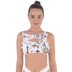 Marine Nautical Seamless Pattern Art Bandaged Up Bikini Top