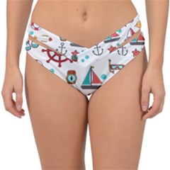 Marine Nautical Seamless Pattern Art Double Strap Halter Bikini Bottoms