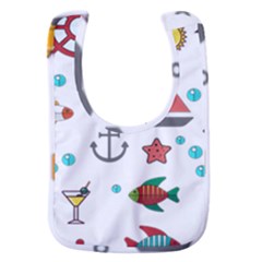 Marine Nautical Seamless Pattern Art Baby Bib