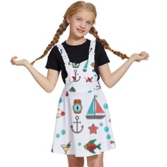 Marine Nautical Seamless Pattern Art Kids  Apron Dress by Jancukart