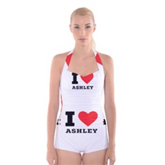 I Love Ashley Boyleg Halter Swimsuit  by ilovewhateva