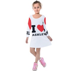 I Love Ashley Kids  Long Sleeve Velvet Dress by ilovewhateva