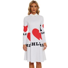 I Love Ashley Long Sleeve Shirt Collar A-line Dress by ilovewhateva