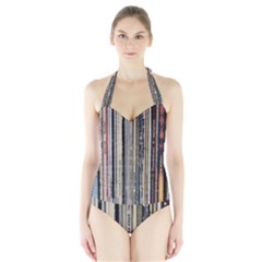 Vintage Vinyl Records Collection Halter Swimsuit