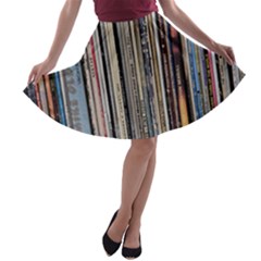 Vintage Vinyl Records Collection A-line Skater Skirt by Jancukart