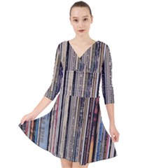 Vintage Vinyl Records Collection Quarter Sleeve Front Wrap Dress