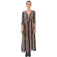 Vintage Vinyl Records Collection Button Up Boho Maxi Dress