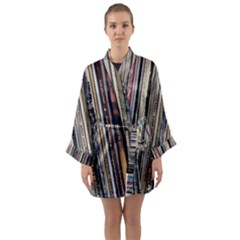 Vintage Vinyl Records Collection Long Sleeve Satin Kimono