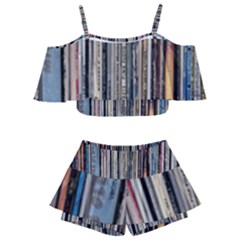 Vintage Vinyl Records Collection Kids  Off Shoulder Skirt Bikini