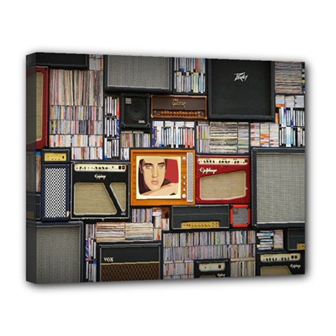 Vinyl Music Retro Studio Room Canvas 14  X 11  (stretched)