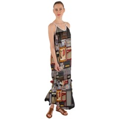 Vinyl Music Retro Studio Room Cami Maxi Ruffle Chiffon Dress