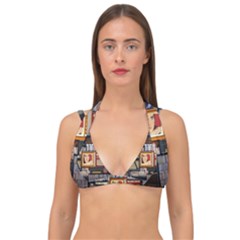 Vinyl Music Retro Studio Room Double Strap Halter Bikini Top