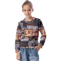 Vinyl Music Retro Studio Room Kids  Long Sleeve Tee with Frill  View1