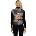 Vinyl Music Retro Studio Room Women s Short Button Up Puffer Vest View2